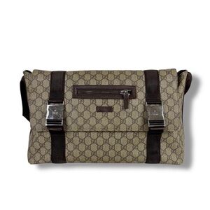 Gucci Beige and Brown Monogram Messenger Bag